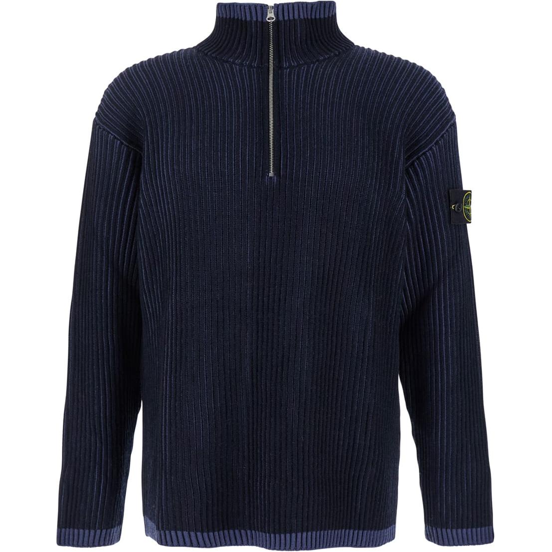 

Свитер с высоким воротом и нашивкой-логотипом STONE ISLAND, синий