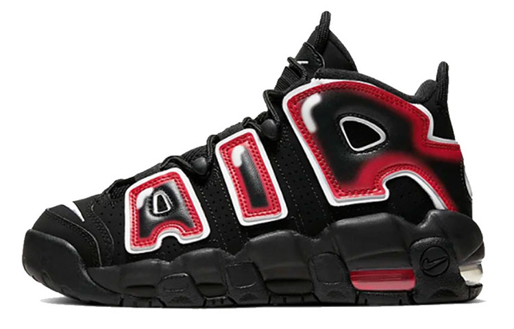 

Кроссовки Nike Air More Uptempo Black White Laser Crimson GS