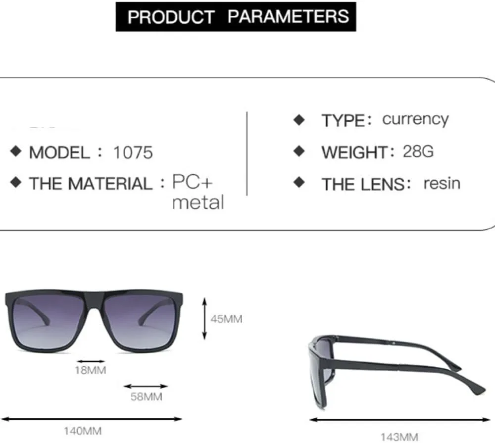 

LVTFCO Модные квадратные солнцезащитные очки для мужчин, градиентные, винтажные, классические, с защитой от УФ-излучения UV400, для вождения, Mpt011 Grey