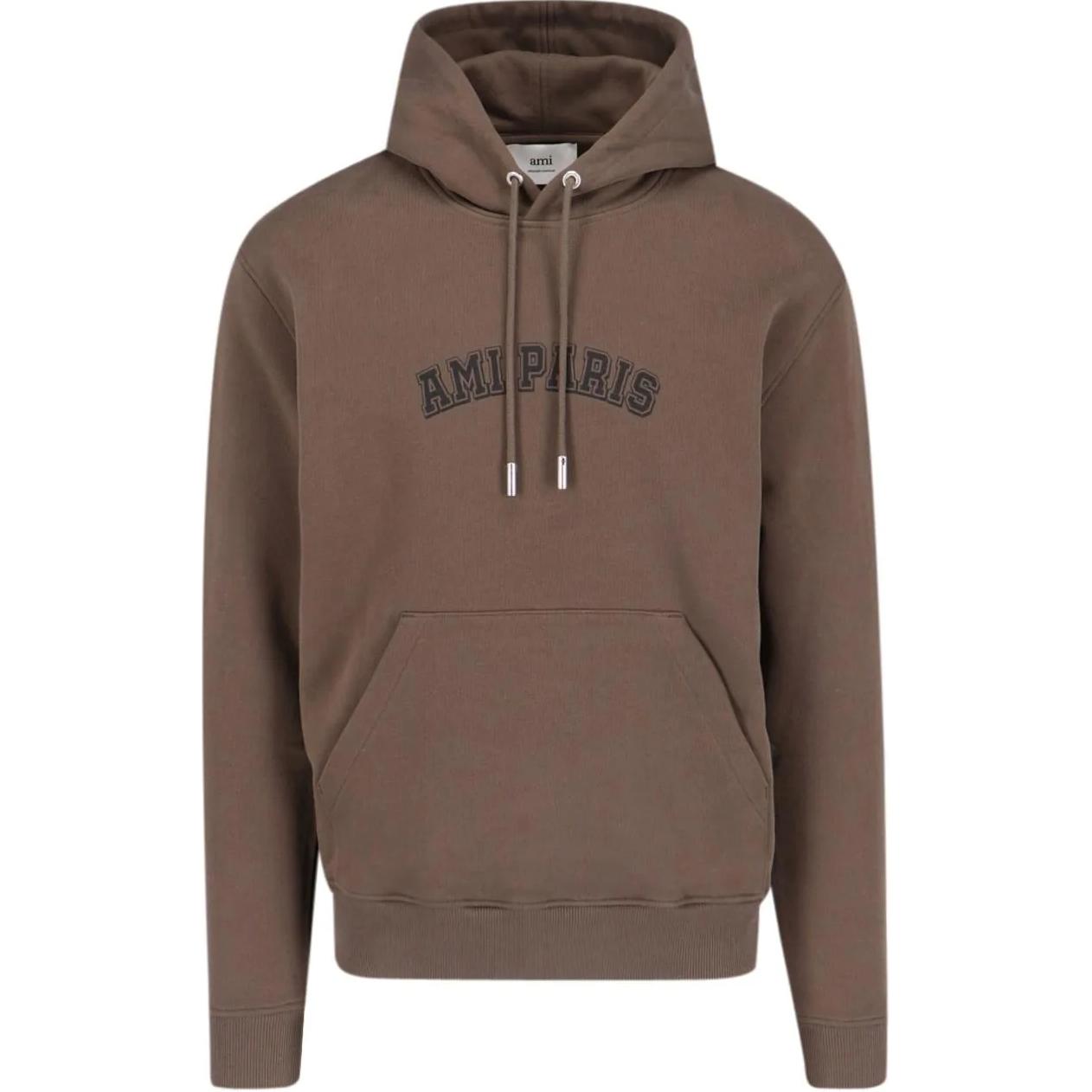 

Толстовка с капюшоном на шнурке и принтом логотипа Ami Paris AMIPARIS, коричневый