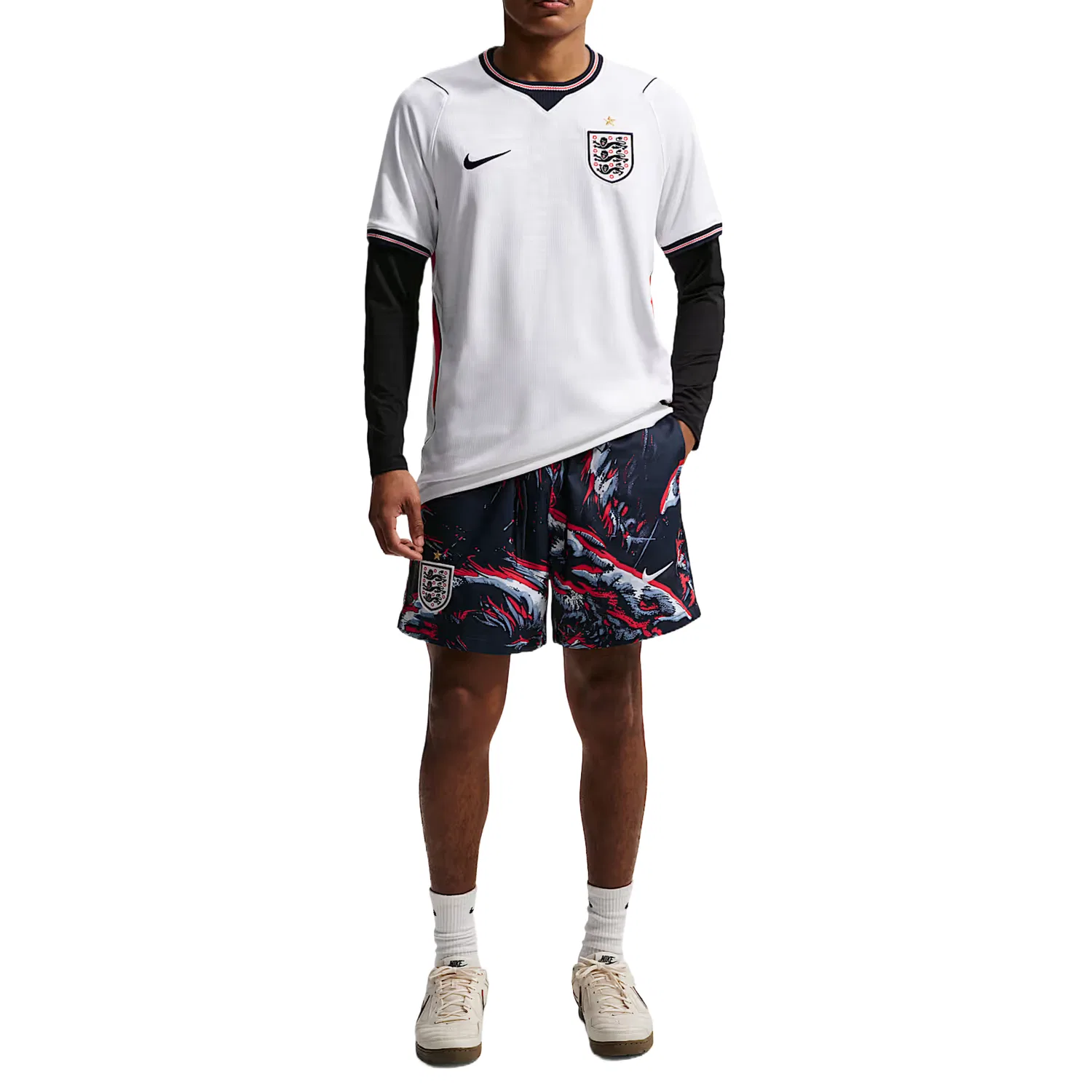 Шорты футбольные England Club Men's Soccer Flow Nike, Obsidian/White