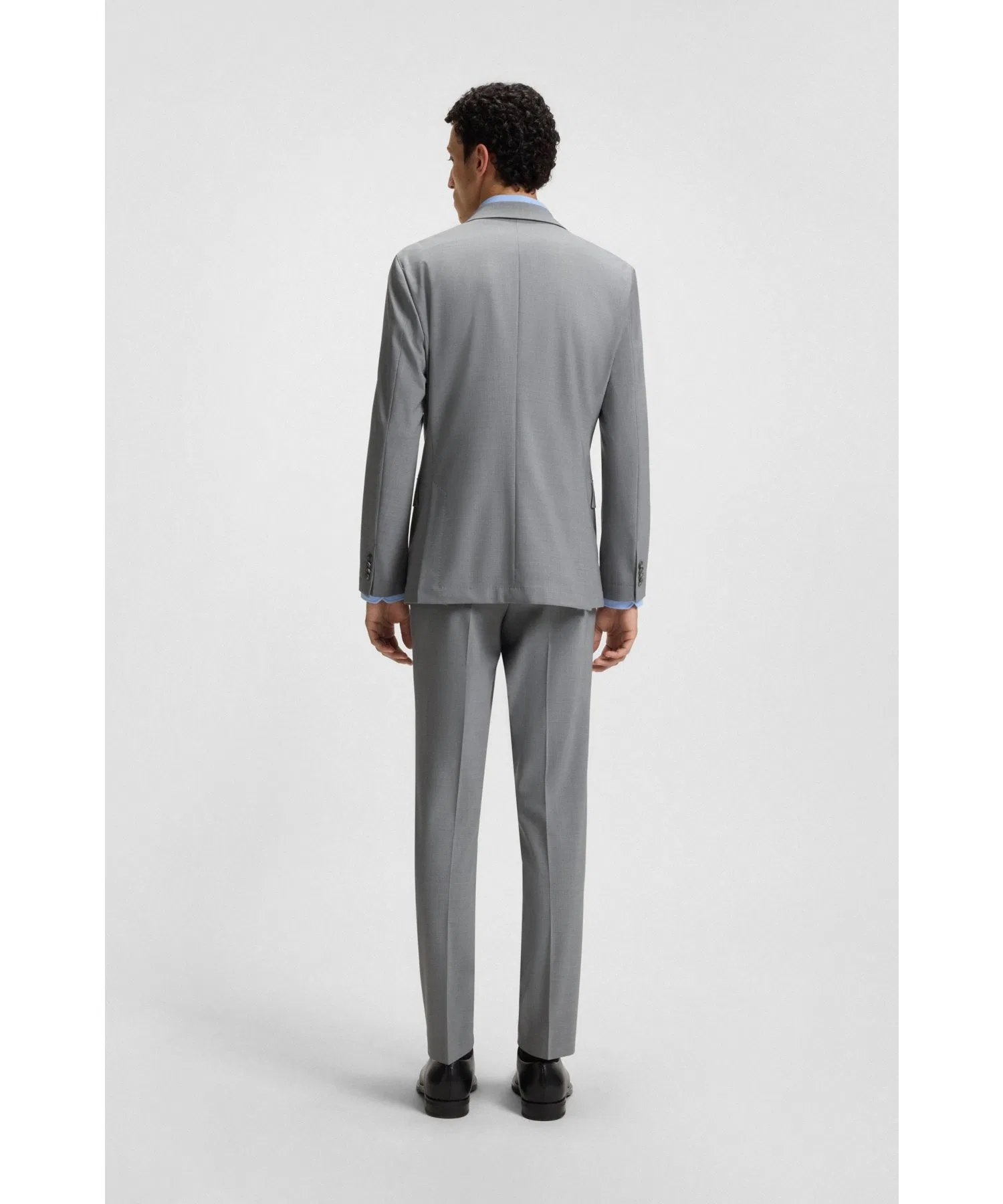 Мужской пиджак BOSS Slim Fit, микроузор, серый — фото 4