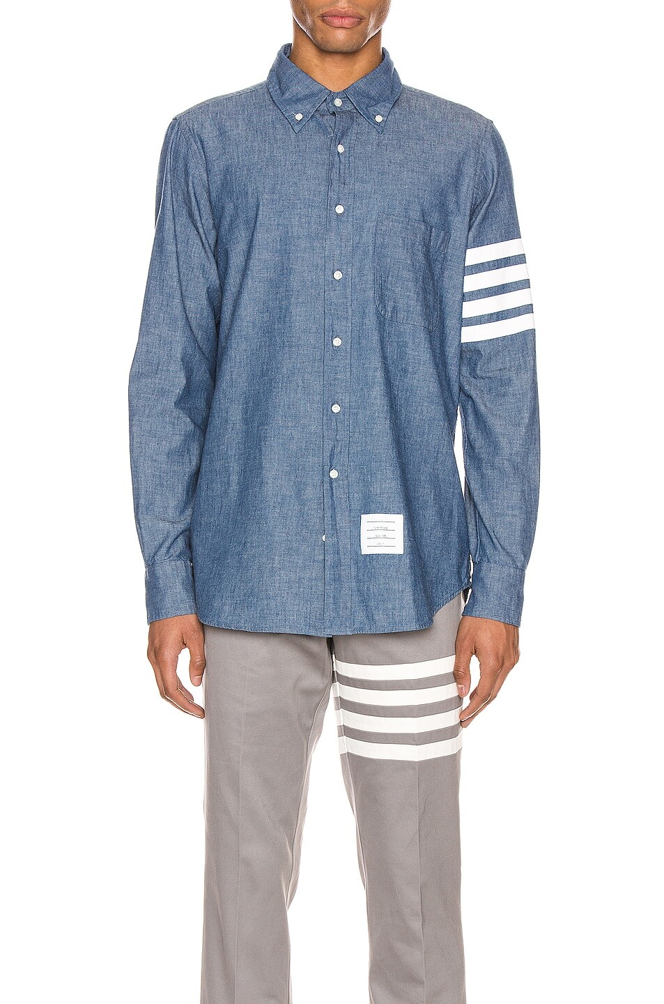 

Рубашка Thom Browne Straight Fit Button Down Long Sleeve, синий
