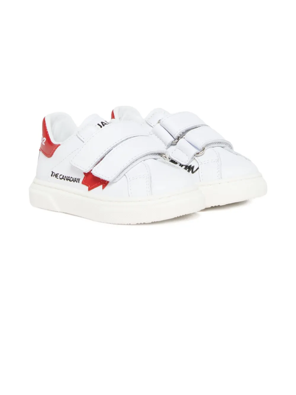 Кроссовки с двойным ремешком, украшенные звездами DSQUARED2 KIDS, белый — фото 2