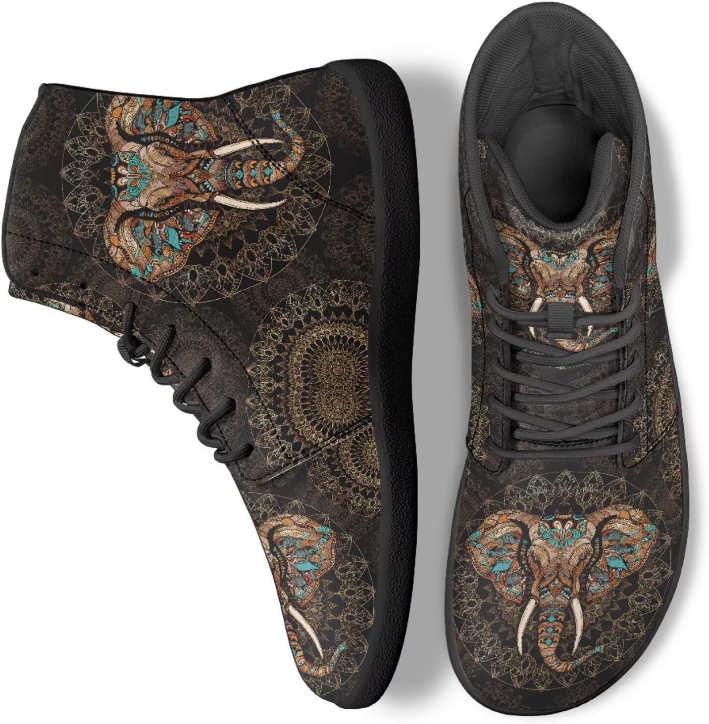 

Женские бохо кроссовки с мандалой и цветочным узором, дышащие, высокие, для ходьбы, офиса и путешествий Ecaestolph, коричневый