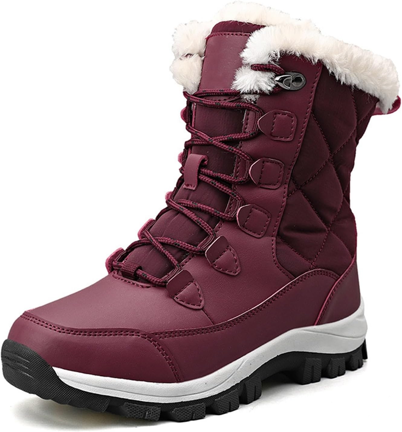 

Женские зимние мужские сапоги для снега с искусственным мехом, средней высоты, легкие, водонепроницаемые, удобные для ходьбы, с противоскользящей подошвой, модные, теплые походные ботинки с глубокой протекторной резиновой подошвой Lghlmcl, красн...