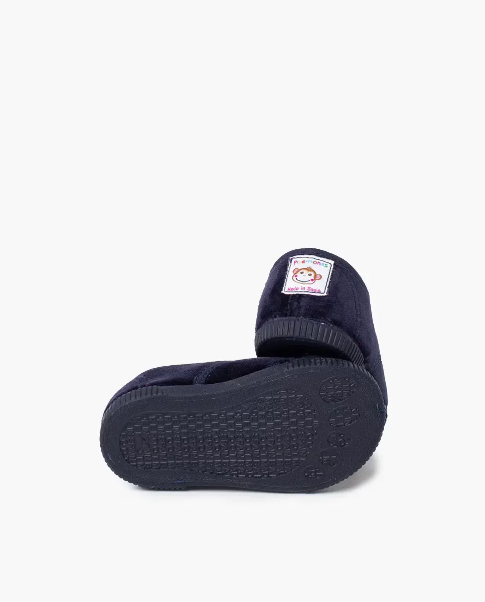 Детские спортивные туфли для девочки из бархата barefoot без шнурков Pisamonas, темно-синий — фото 3