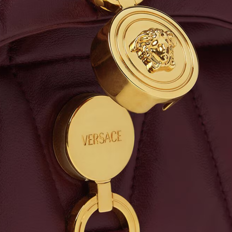 VERSACE FANSIZHE Kleio Lambskin Shoulder Bag Women's Burgundy Red — фото 4