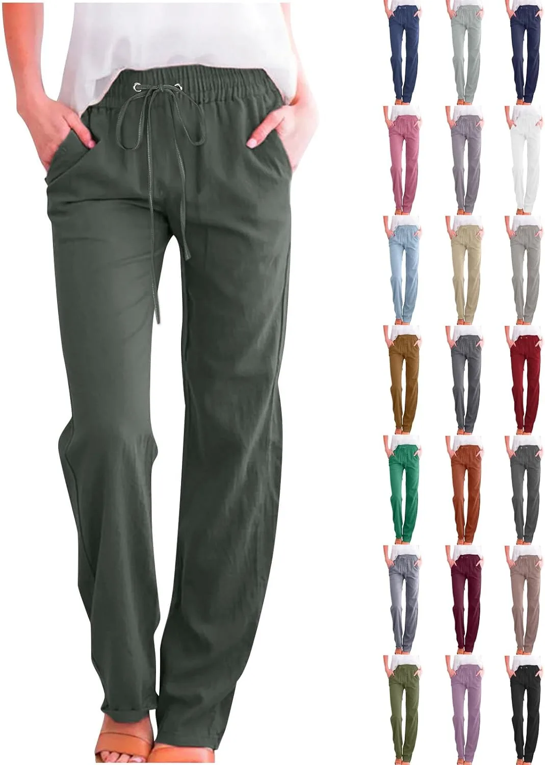 

Женские льняные брюки с высокой талией и боковыми карманами Lisgai