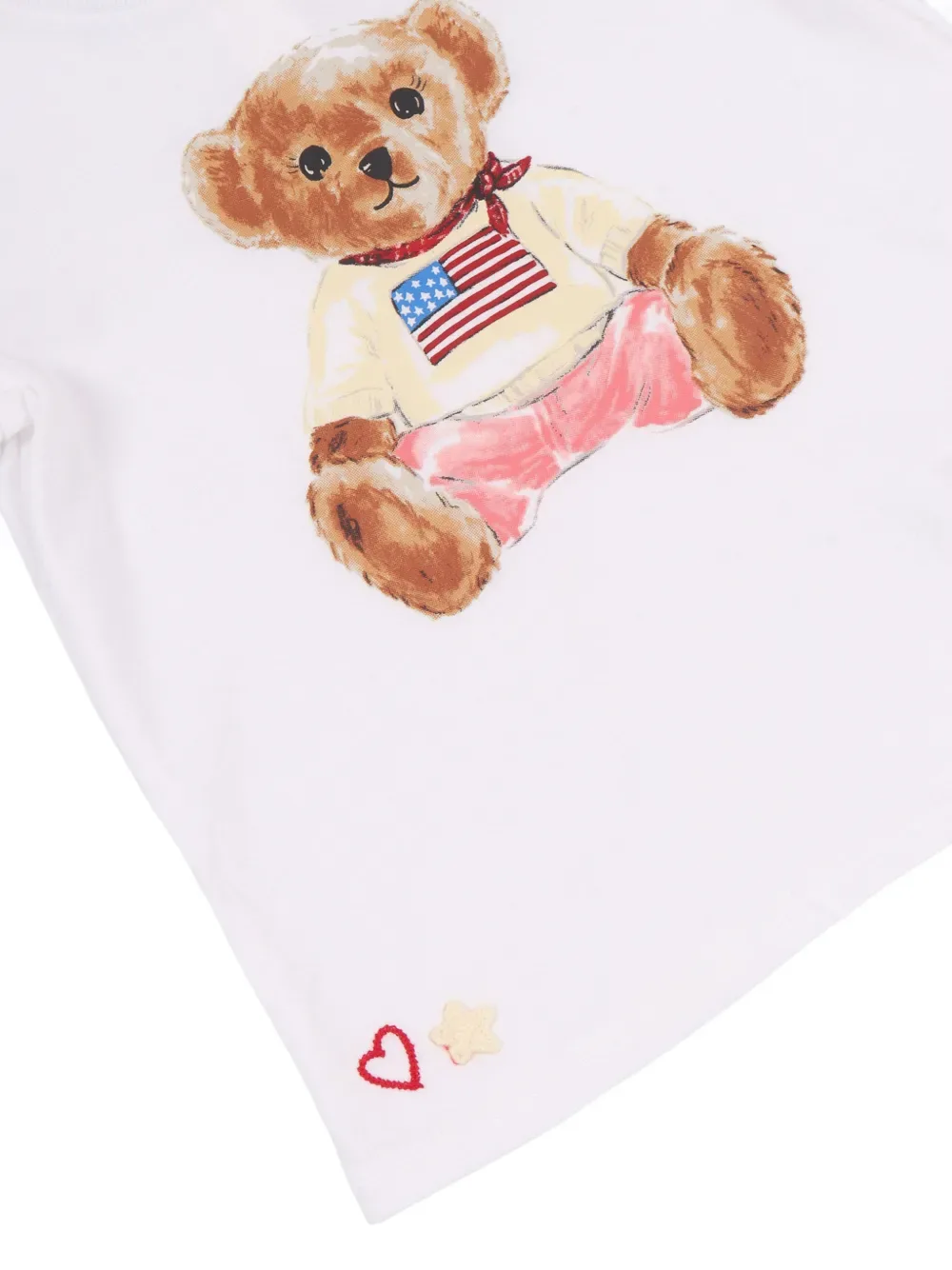 Футболка с принтом медведя POLO RALPH LAUREN KIDS, белый — фото 3