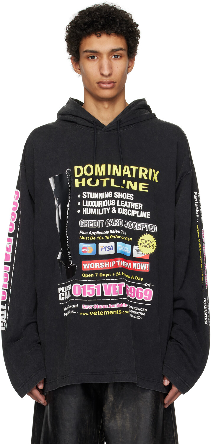 

Толстовка с капюшоном «Dominatrix Hotline» VETEMENTS, черный