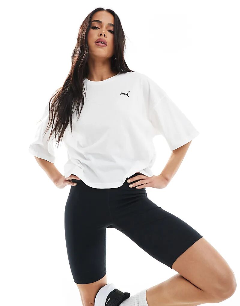 

Футболка Puma Wardrobe ess oversize short в цвете Puma White