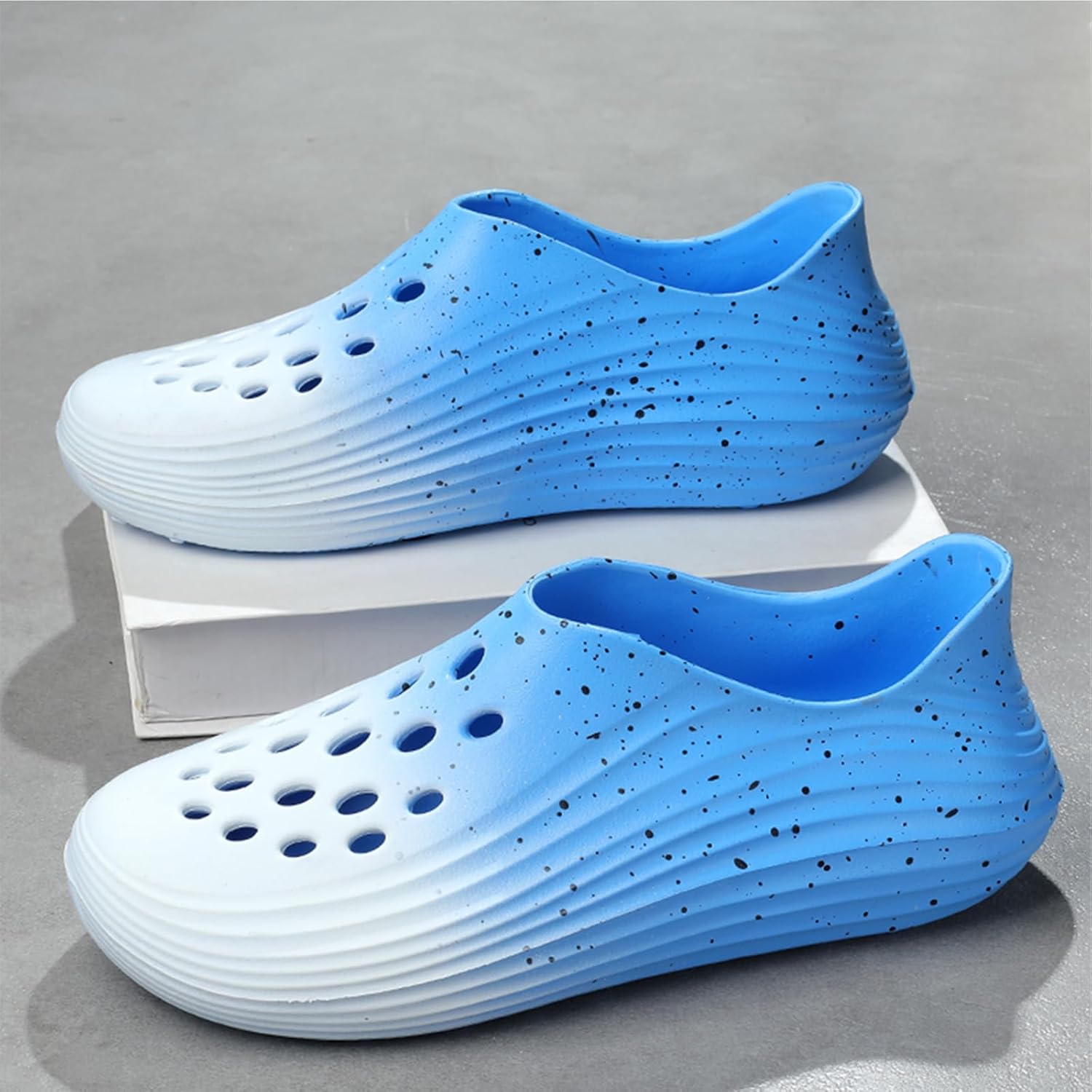 Мужские слипоны из пены с вырезами, стиль Foam Runner, легкие, прочные, из материала EVA, дышащие, мягкие пляжные сандалии с вентиляцией для мужчин Inkuil, белый/черный — фото 3