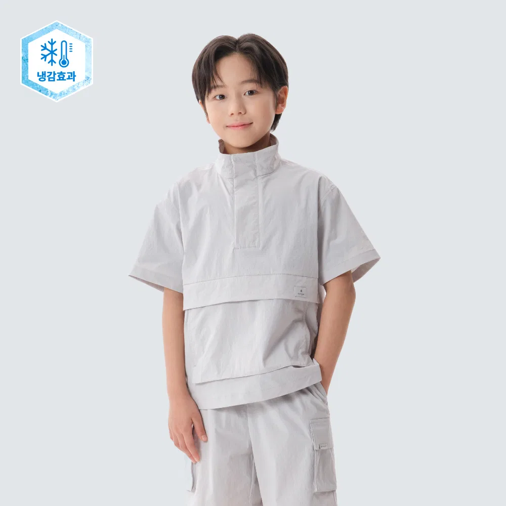 Детский анорак с воротником-стойкой Snowpeak Apparel Kids, ледяной серый