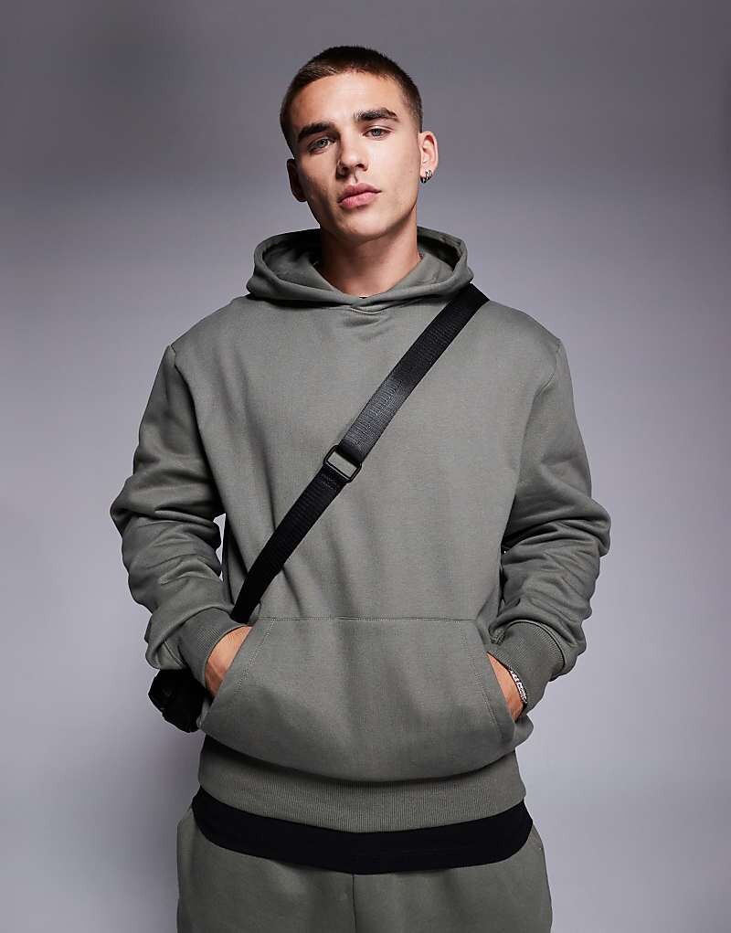 

ASOS DESIGN — Premium — толстовка оверсайз плотностью 400 г/м² цвета хаки