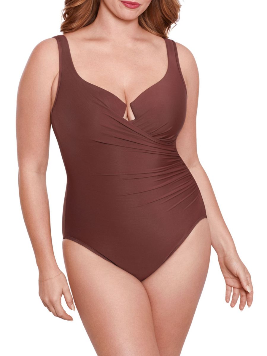 

Слитный купальник Plus с драпировкой Miraclesuit, цвет Tamarind Brown