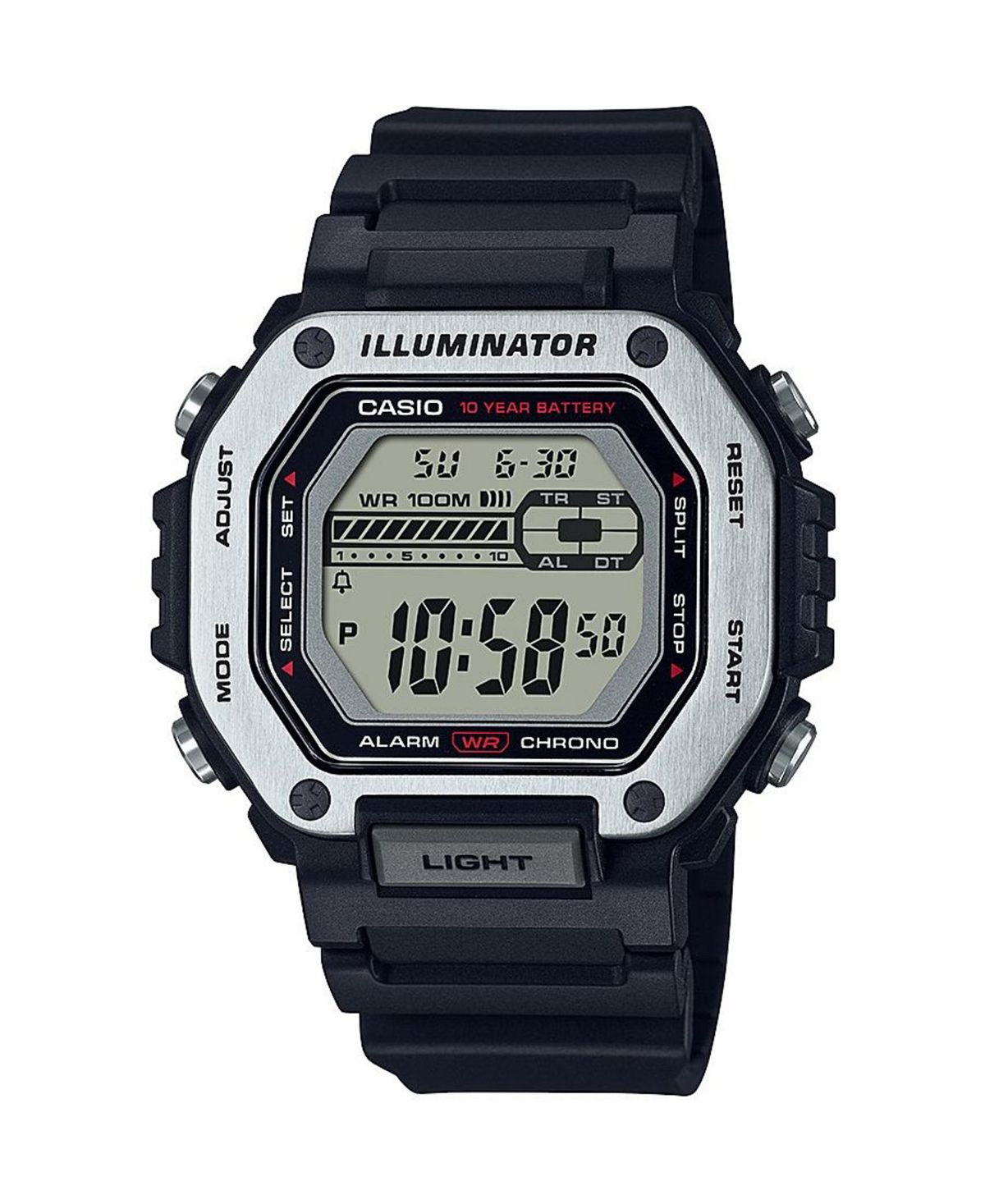 

Мужские цифровые часы из черной смолы 47,2 мм, MWD110H-1AV Casio