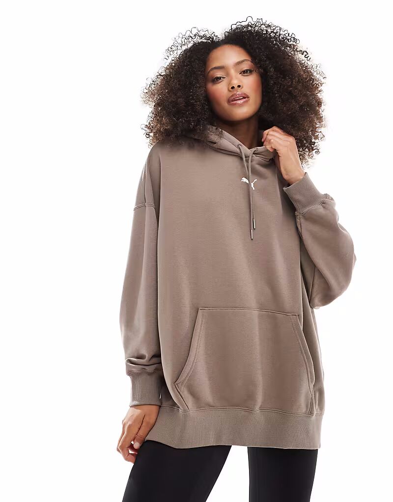 

Толстовка Puma Wardrobe ess oversize в полностью серо-коричневом цвете