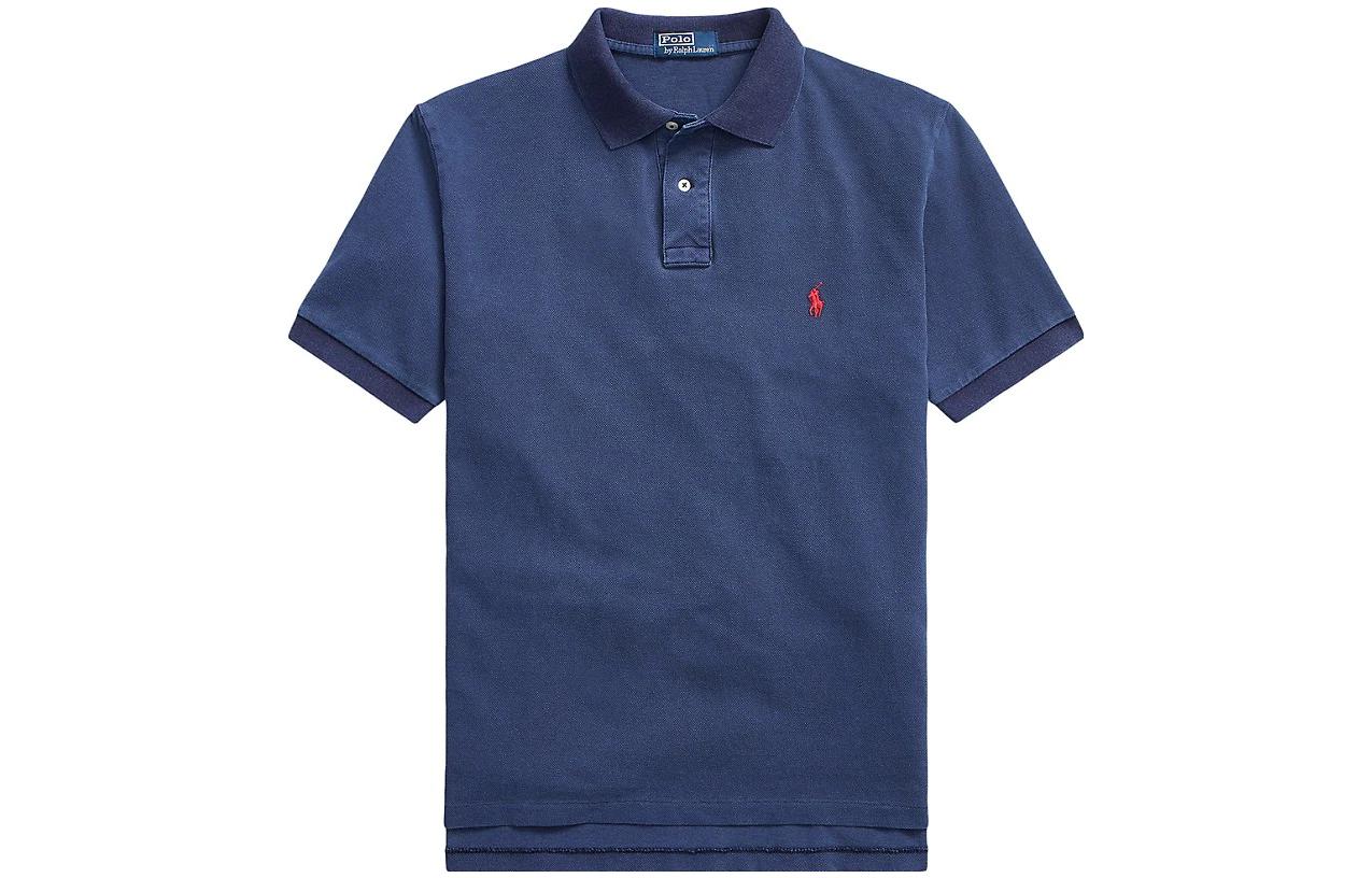 Оригинальный крой поло с сетчатой тканью Polo Ralph Lauren, синий — фото 3