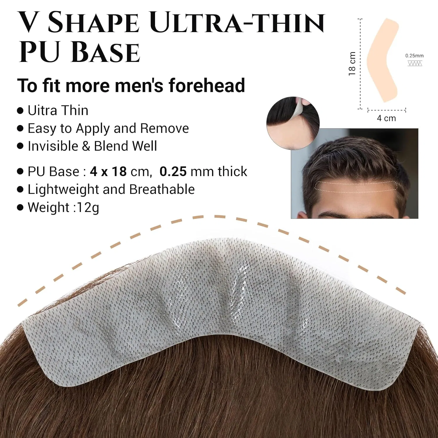 Мужской накладной парик «V-Shape» из натуральных волос от MY-LADY, 12 г, шоколадно-коричневый My-Lady, 04 Chocolate Brown — фото 3