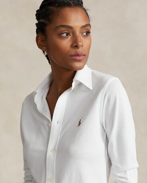 Женская базовая рубашка с логотипом Polo Ralph Lauren, белый — фото 3