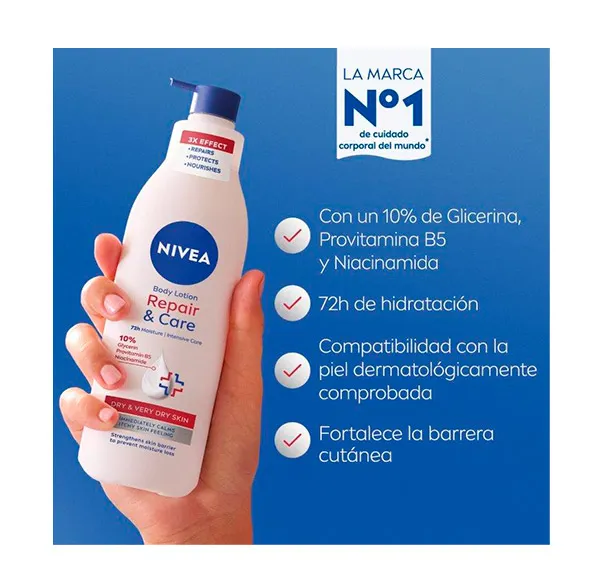 Молочко для тела для сухой и очень сухой кожи Body Milk Repara & Cuida  Nivea, 400 ml — фото 2