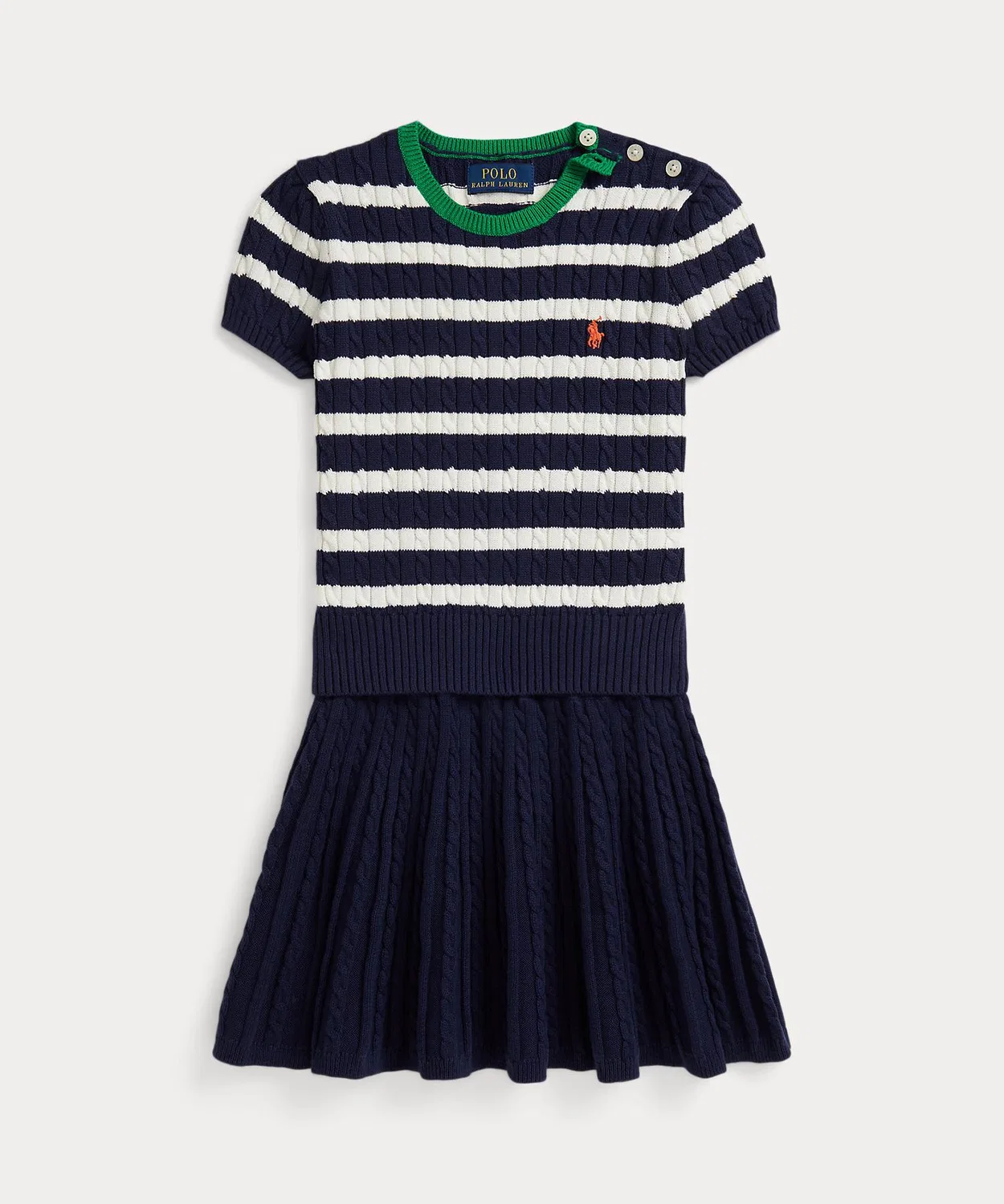 Детский сет: свитер с коротким рукавом и юбка, хлопок, тёмно-синий, Ralph Lauren
