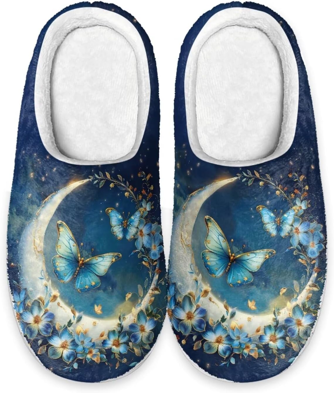 

Женские домашние тапочки Forchrinse с милым 3D мопсом, теплые уютные тапочки, мужские домашние туфли, мягкие плюшевые пушистые тапочки для дома и улицы с противоскользящей подошвой, Decorative Butterfly