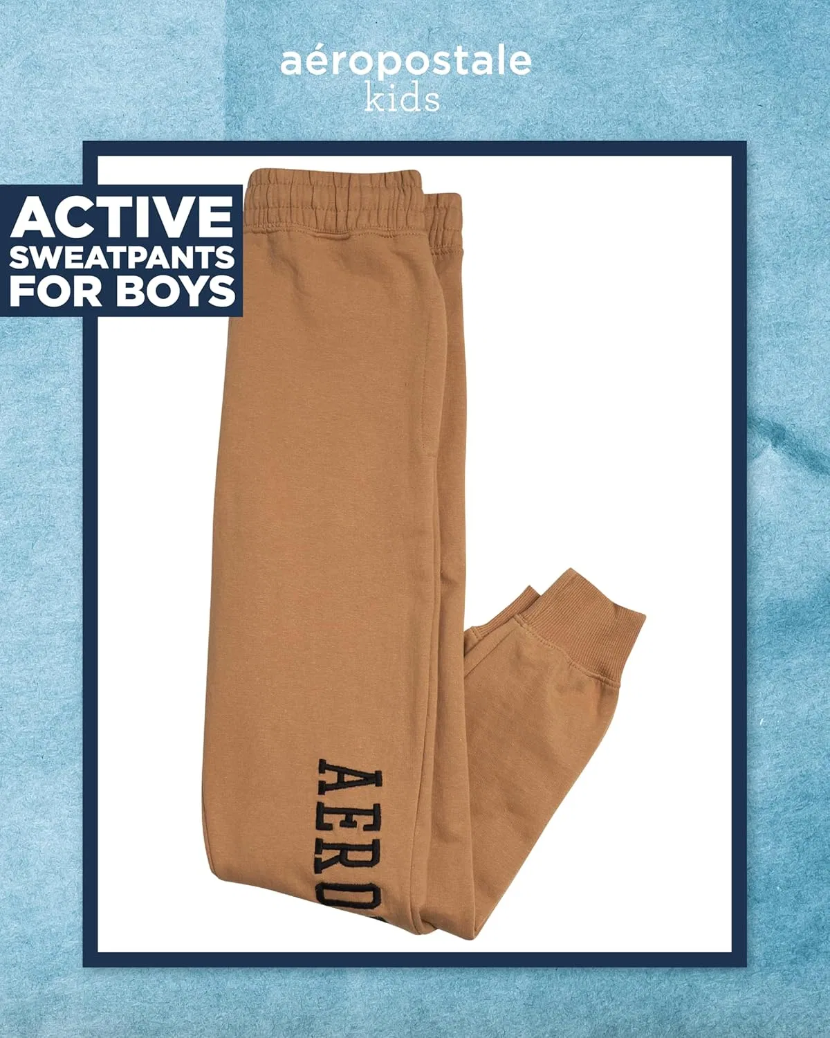 Спортивные штаны AEROPOSTALE Active для мальчиков - очень мягкие флисовые спортивные штаны-джоггеры для мальчиков, детская спортивная одежда с карманами (размеры: 4-16), Iced Cofee — фото 2
