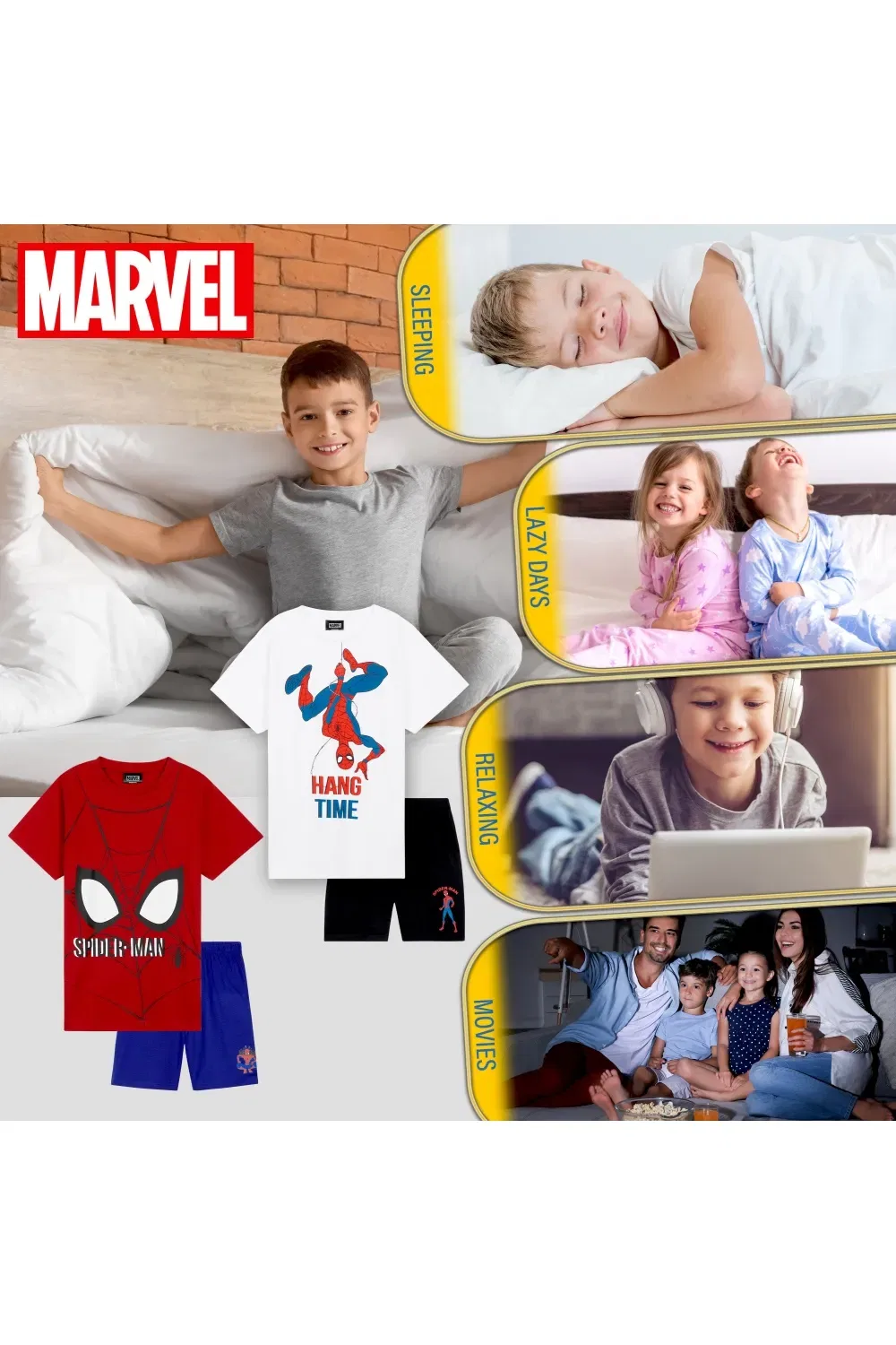 Пижама Marvel с коротким рукавом для мальчиков, набор 2 шт., мультиколор — фото 4