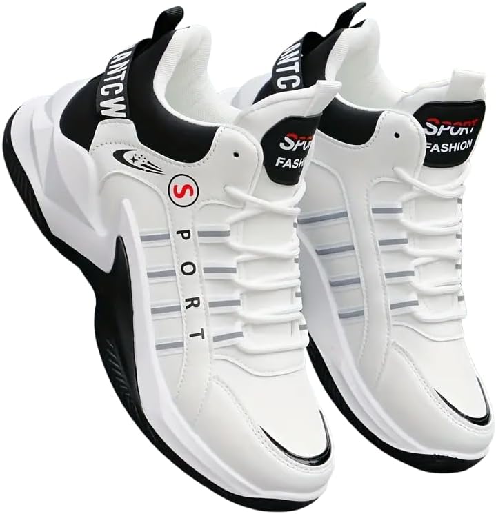 

Мужские высокие кроссовки для баскетбола - стильная повседневная обувь на все сезоны с противоскользящей подошвой из EVA, легкие и удобные, с прочным дизайном Clolinde, белый/черный