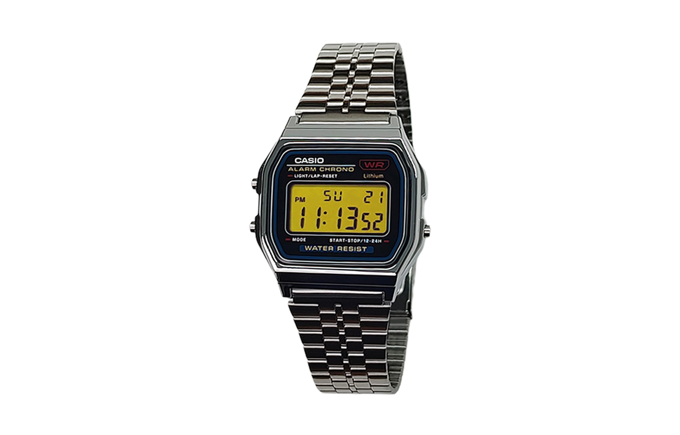 

CASIO Часы Retrofit Series Quartz Movement Stainless Steel Strap Watch Men's Watch Black Dial, Black Dial with Yellow Bezel