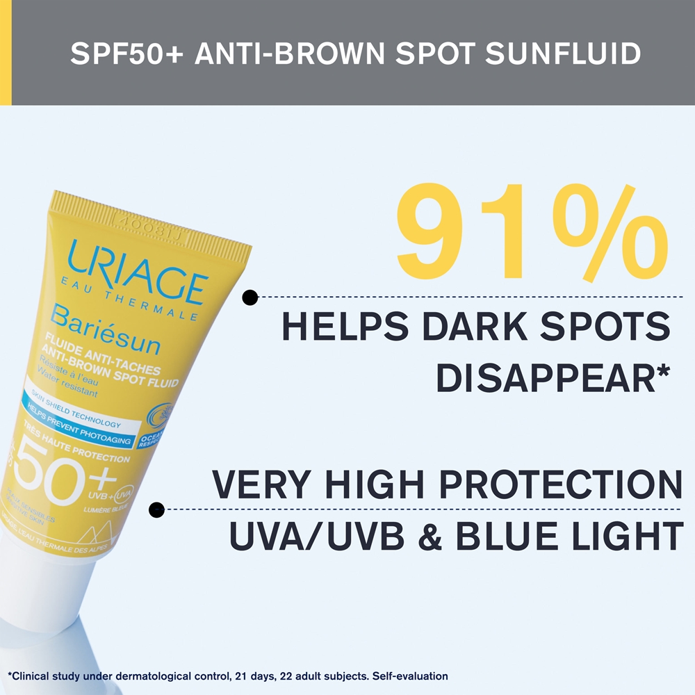 Bariésun anti-brown spot fluid spf 50+ защитный флюид с высокой степенью защиты от солнца Uriage, 40 мл — фото 4