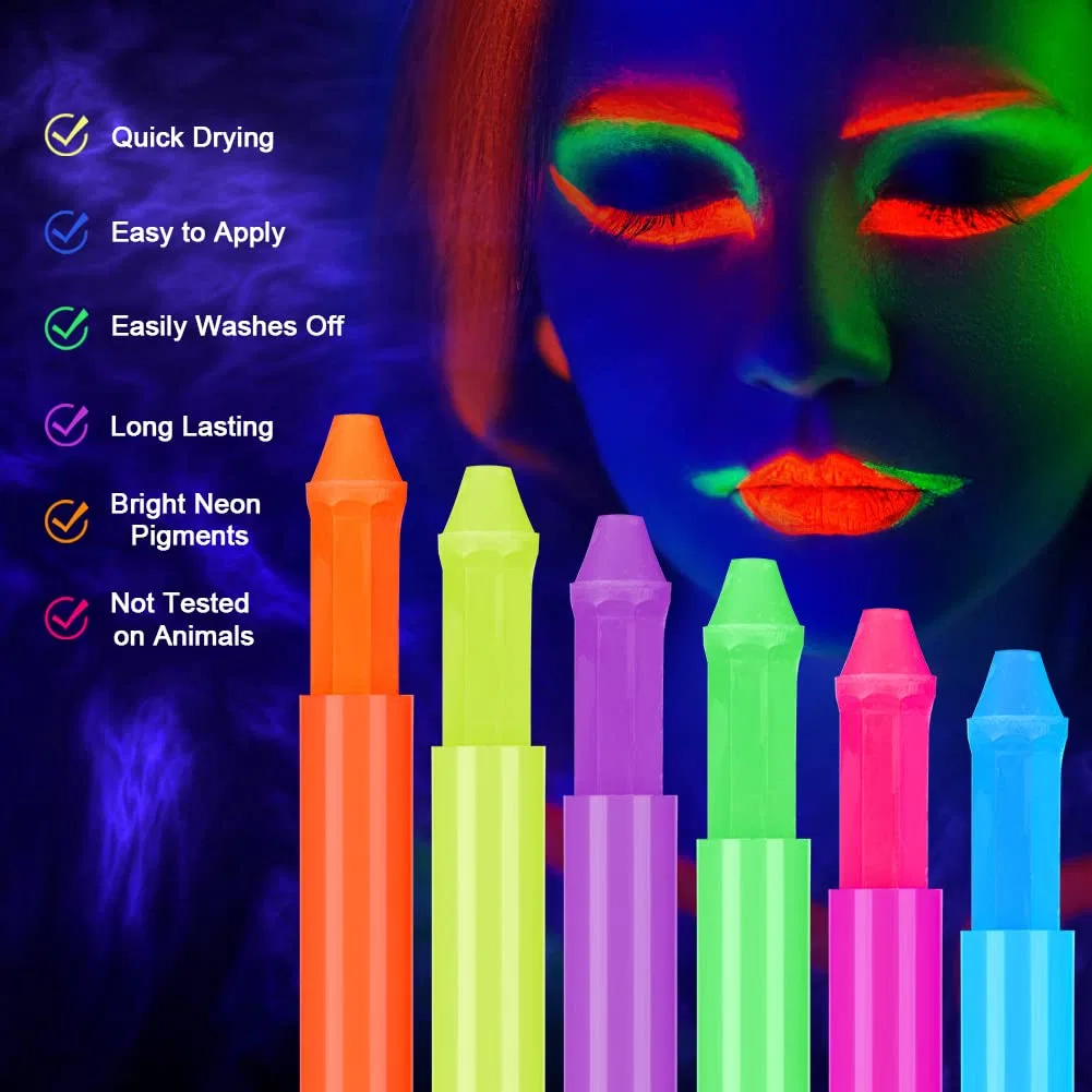 Набор неоновых UV-красок для тела AOOWU, 6 цветов Aoowu, 6 Colours — фото 3