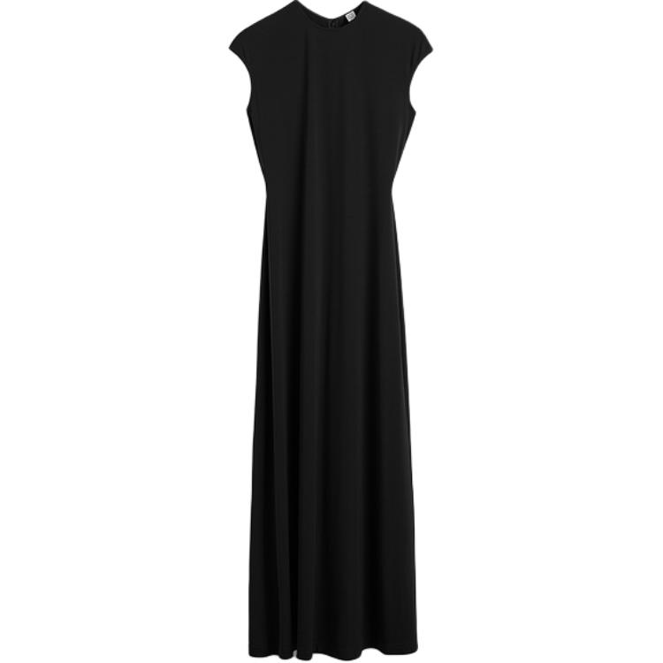 

Тотальное короткое платье-макси с коротким рукавом TOTEME, черный