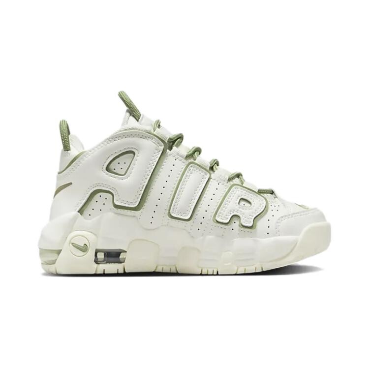 Баскетбольные кроссовки Air More Uptempo Kids PS Low-top Sail White/Oil Green Nike, белый/зеленый — фото 2