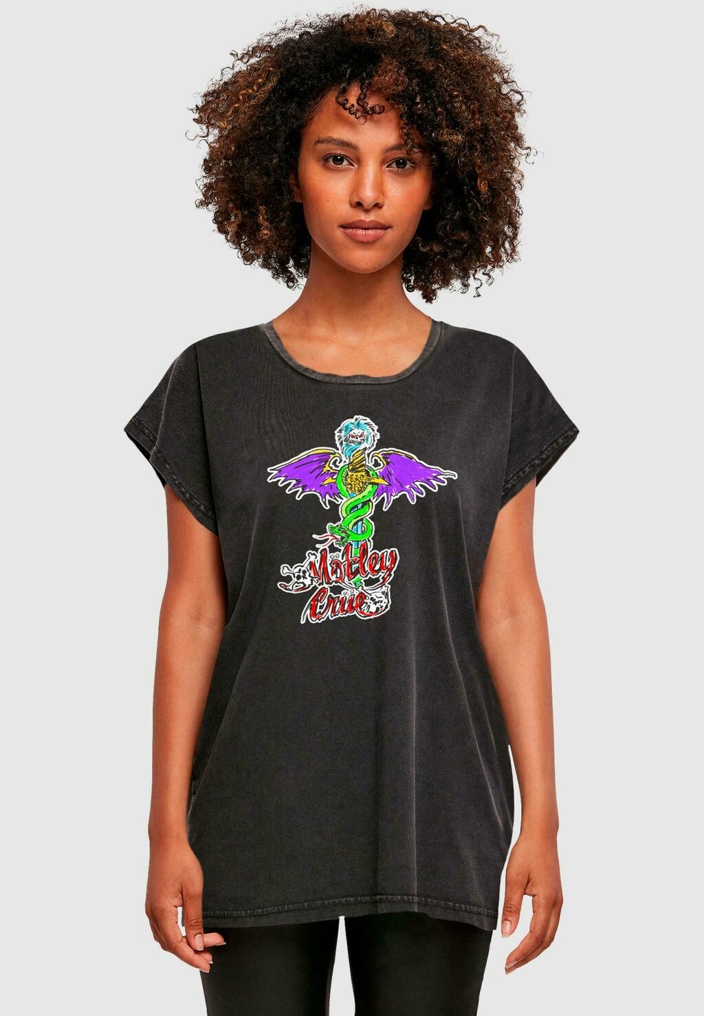 

Футболка с принтом MOTLEY CRUE DR FEEL GOOD ACID WASHED Merchcode, черный