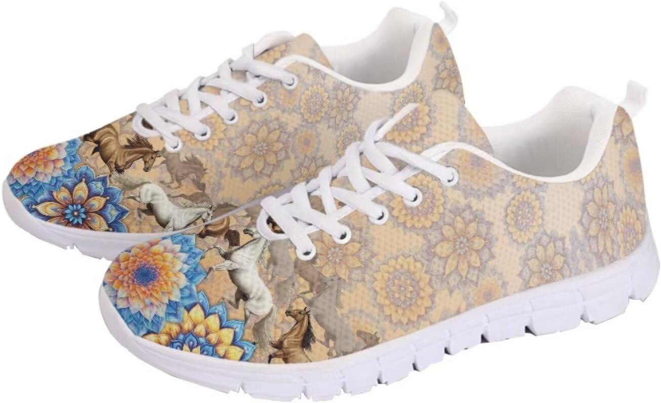 

Кроссовки для тенниса chaqlin для женщин и мужчин, легкие повседневные кеды, мягкие беговые спортивные обувь для подростков, Brown Horse Mandala