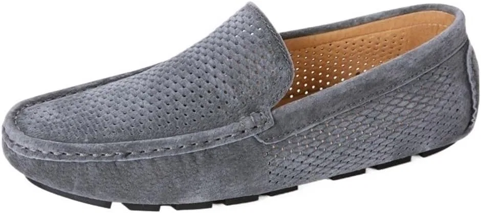 Мокасины кожаные замшевые Moccasins Slip-On Driving Loafers, серый DHFIRUFSHLO — фото 2