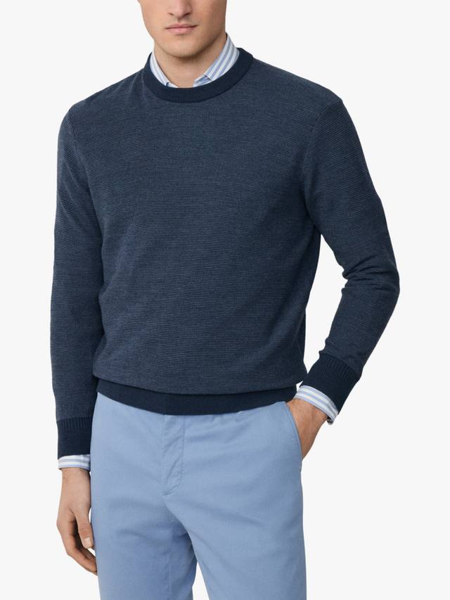 

Свитер с воротником-гольф из мериносовой шерсти с медовым узором Hackett London, Dark Denim Blue