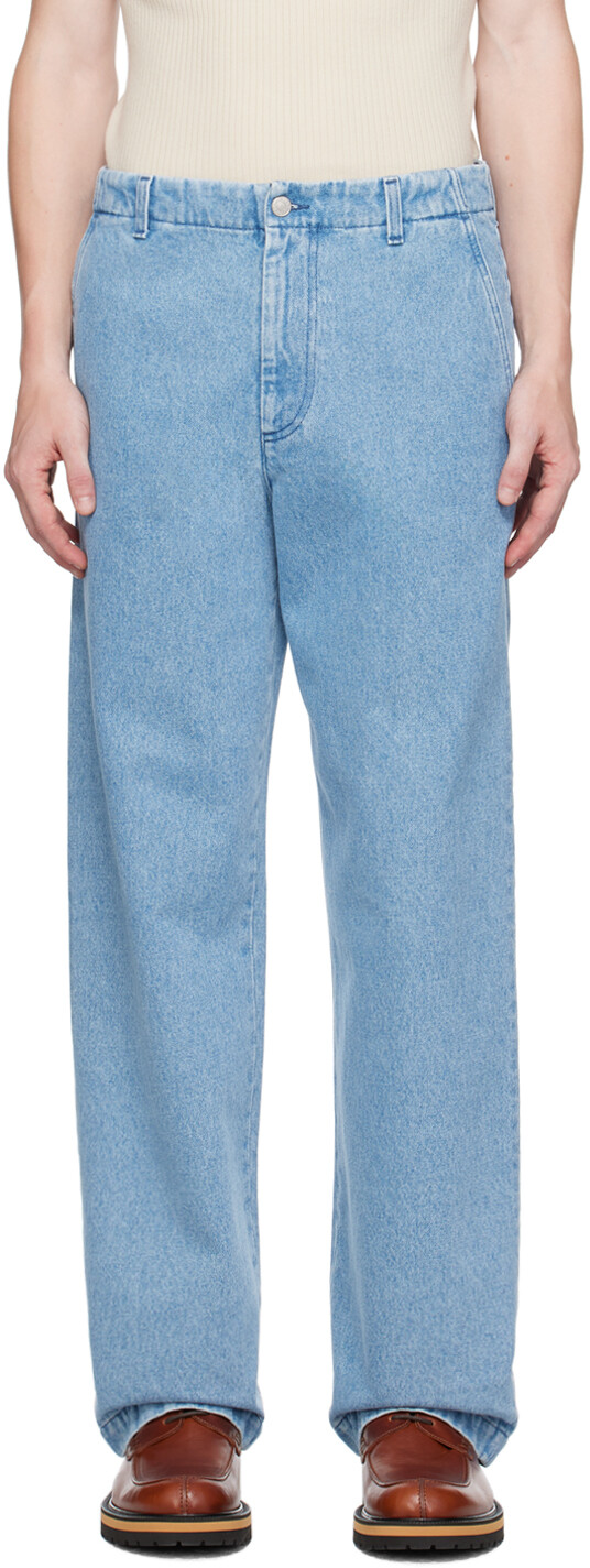 

Синие прямые джинсы Dries Van Noten, светло-голубой