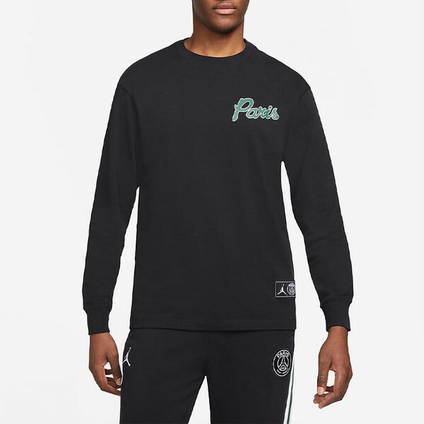 Толстовка Men's Air Jordan Paris Saint-Germain Casual Alphabet Printing Round Neck Long Sleeves Black, черный — фото 3