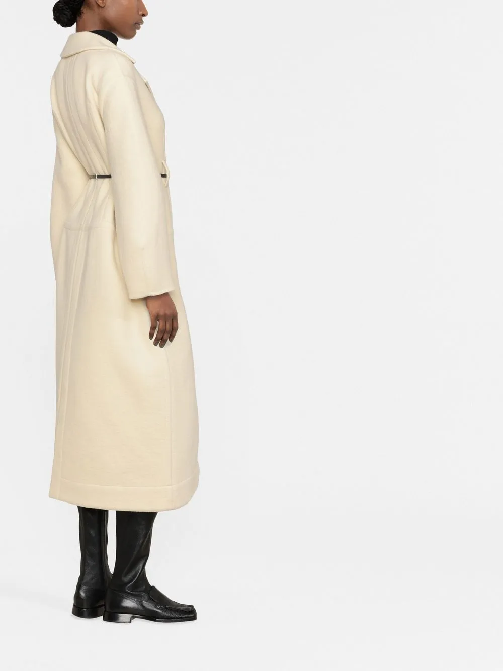 Шерстяное пальто с поясом JIL SANDER, нейтральный — фото 3