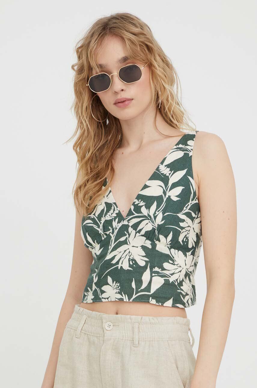 

Льняной топ Abercrombie & Fitch, зеленый