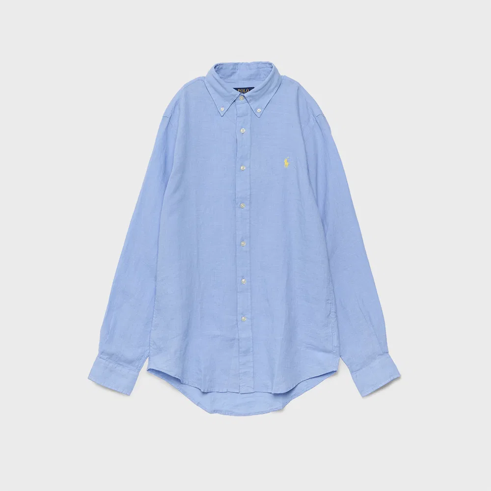 Мужская льняная рубашка Custom Fit, синяя, от Polo Ralph Lauren