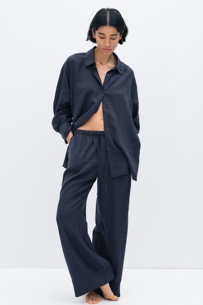 

Широкие брюки из льняной смеси H&M, черный