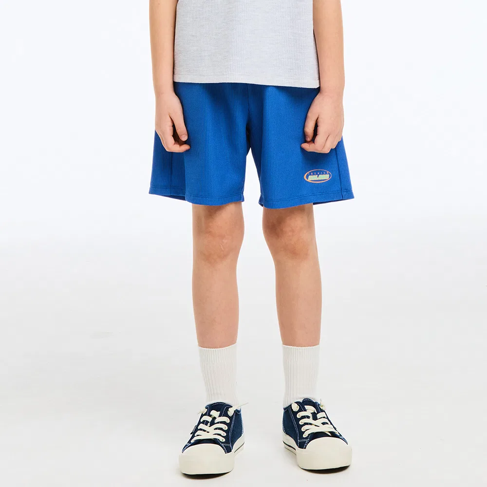 Детские вафельные шорты 5/8 синие от Benetton Kids