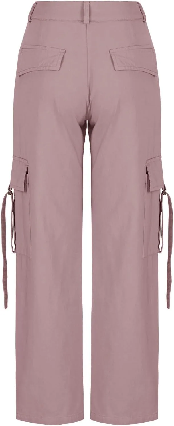 Кargo Pants женские Parachute брюки с высокой талией и широкими штанинами, эластичные, мешковатые, в тренде Y2K Streetwear, с карманами Generic, розовый — фото 3