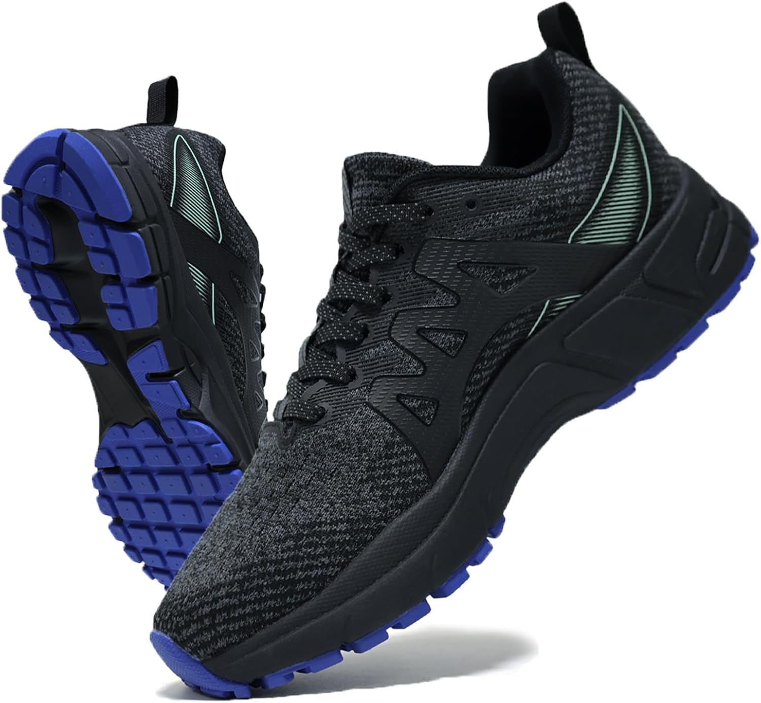 

Мужские модные кроссовки Sadmon для трейлраннинга, противоскользящие, с амортизацией, для активного отдыха и тренировок на открытом воздухе, черный/синий