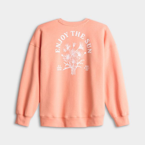 

Детская толстовка с круглым вырезом для девочек 6-20 лет в размерах regular и plus So, Flowers Sunshine